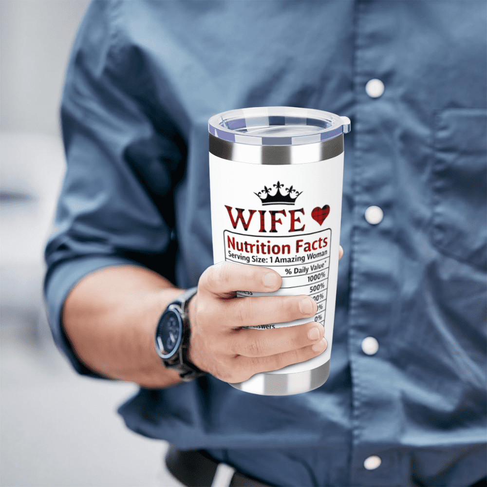 【Wife swig Tumbler】Gifts for Wife from Husband - Wedding Anniversary for Women, Birthday, Valentines, Mothers Day, Christmas Gifts for Wife - Romantic Love Cup for Her - 20 Oz White 2-sided Tumbler