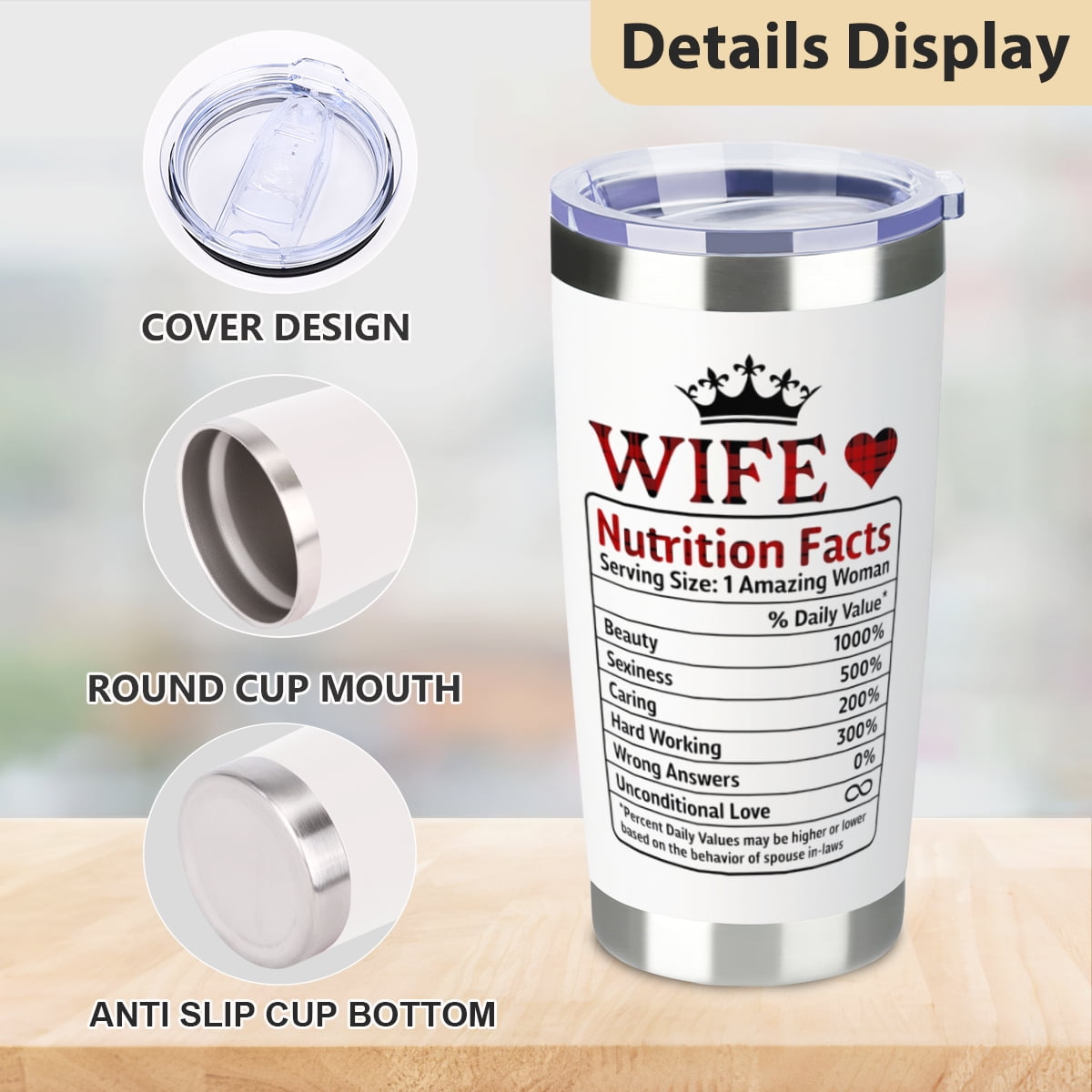 【Wife swig Tumbler】Gifts for Wife from Husband - Wedding Anniversary for Women, Birthday, Valentines, Mothers Day, Christmas Gifts for Wife - Romantic Love Cup for Her - 20 Oz White 2-sided Tumbler