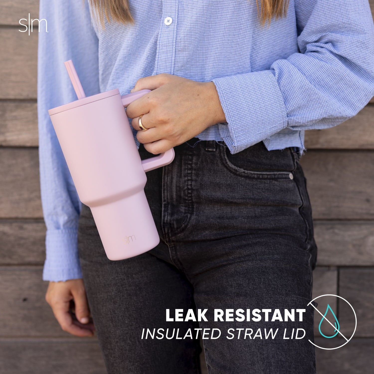 Simple Modern 30 fl oz Insulated Stainless Steel Trek Tumbler with Straw Lid | Seaglass Sage and Cream Checkmate