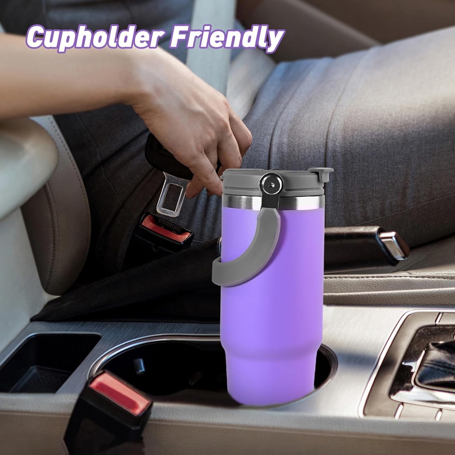 WarmH 20 oz Tumbler with Handle,Insulated Tumbler with Lid and Flip Straw Leak Proof Double Wall Stainless Steel Vacuum Travel Coffee Mug Insulated Water Bottle Thermal Cup, Cupholder Friendly, Black