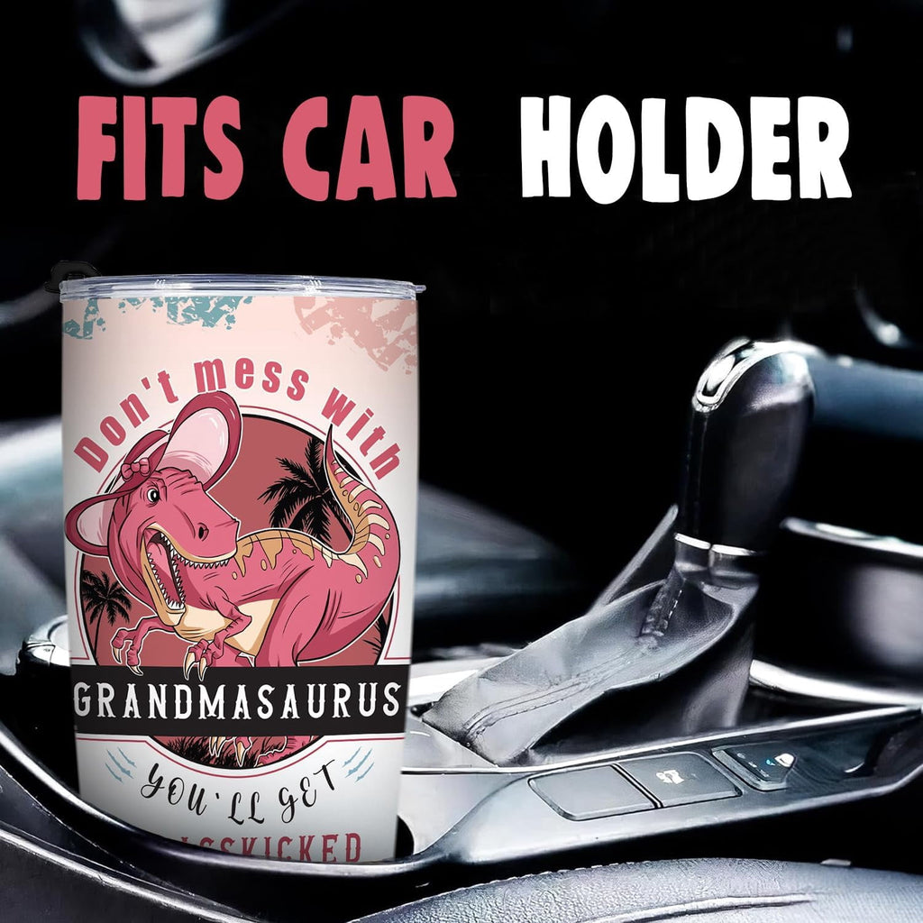 Grandma Tumbler Gift for Grandma For Mother''s Day from Grand kids Grandma Gifts from Granddaughter Grandson - 20oz Funny Tumbler Dinosaur Cup - Unique Birthday Christmas gifts for Grandma
