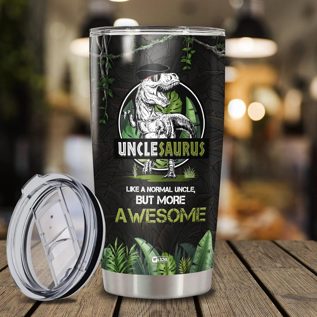Unclesaurus Tumbler Cup With Lid Travel Mug 20Oz Insulated Stainless Steel Thermos Gift Idea Birthday Christmas Presents For Awesome Uncles Best Uncle Saurus Ever From Niece Nephew