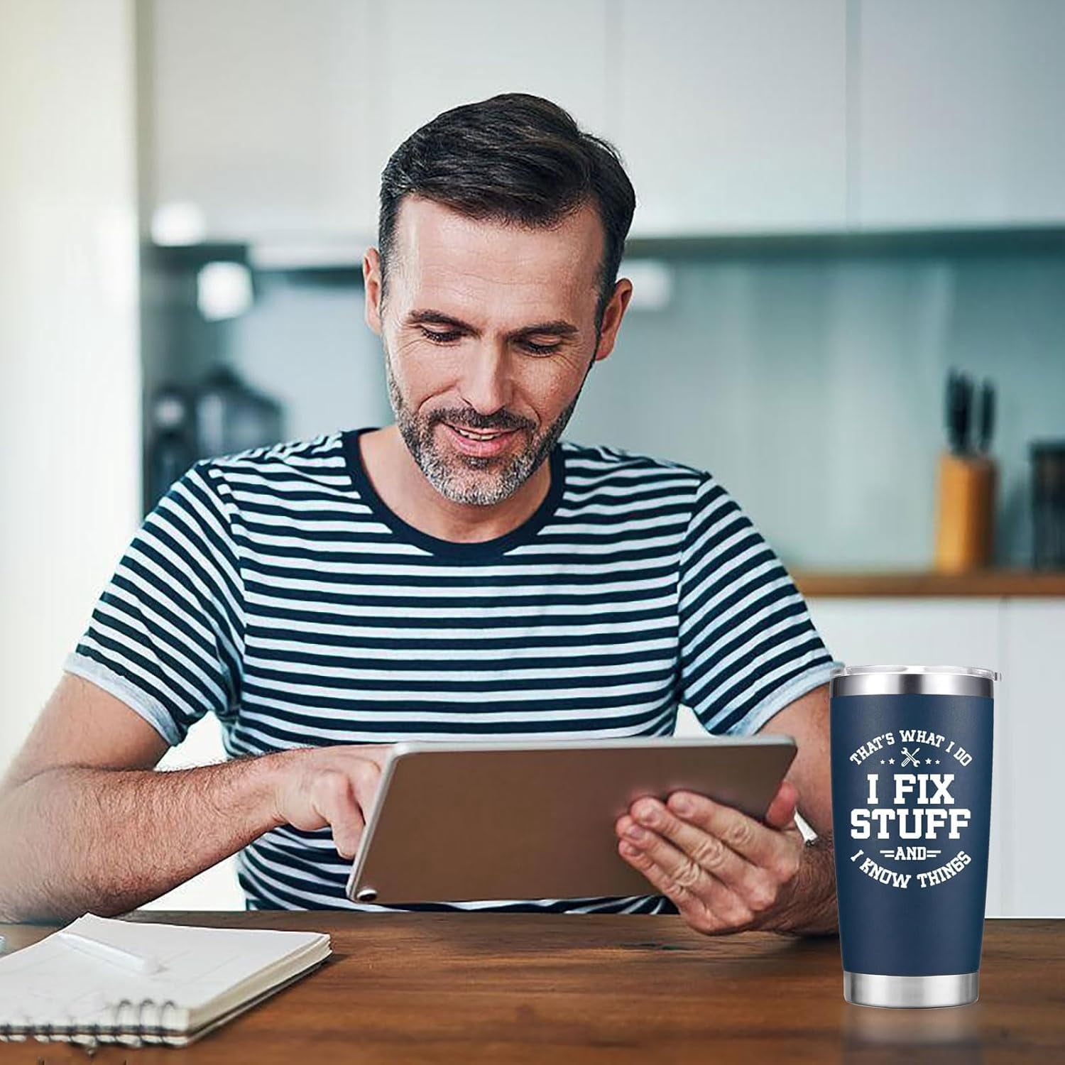 Christmas Gifts for Men - Birthday Gifts for Men Dad - I Fix Stuff And I Know Things Cup Mug - Dad Birthday Gifts, Gifts for Grandpa Uncle Husband Him - 20 Oz Tumbler