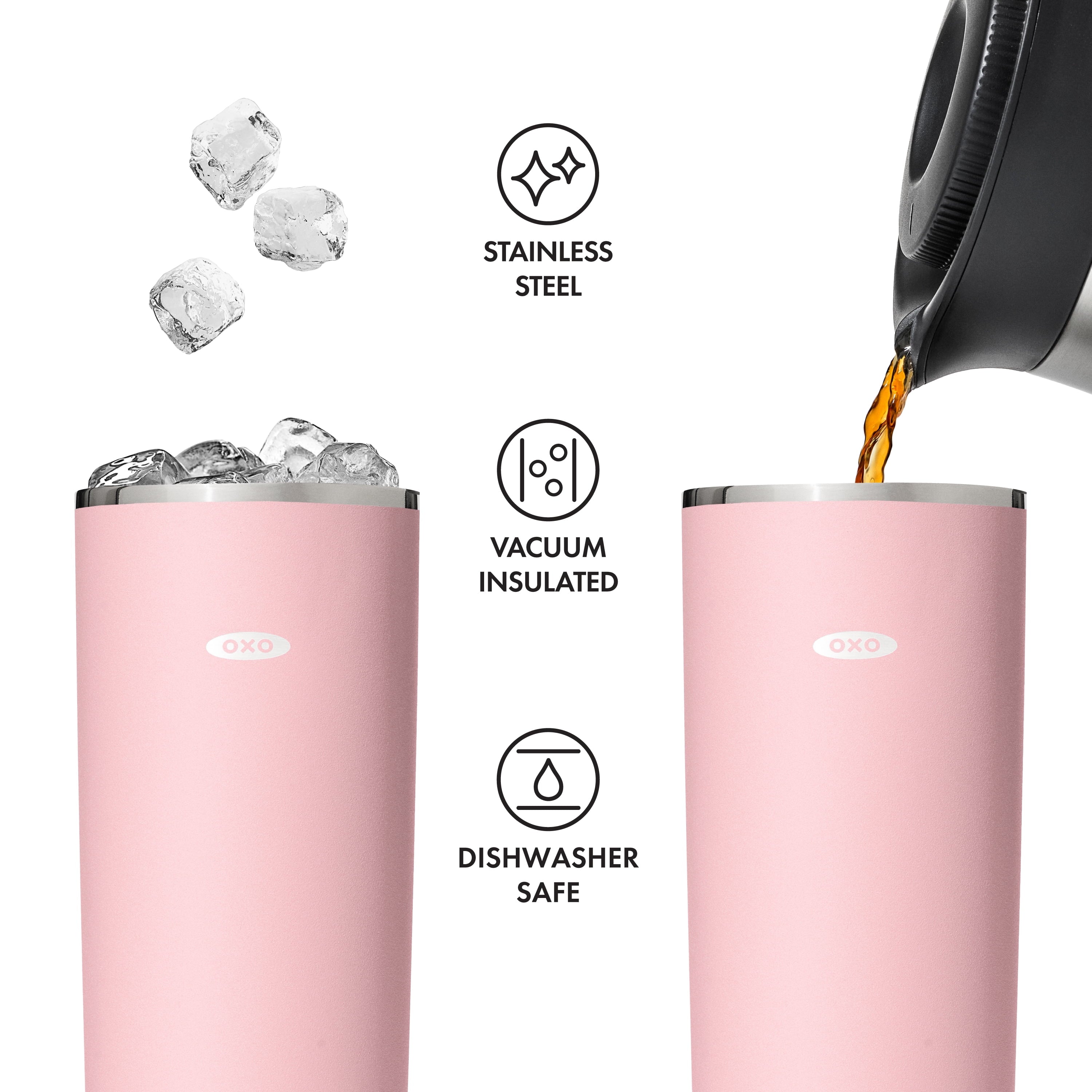 OXO Strive 24 oz. Insulated Tumbler With Straw Lid Rose Quartz