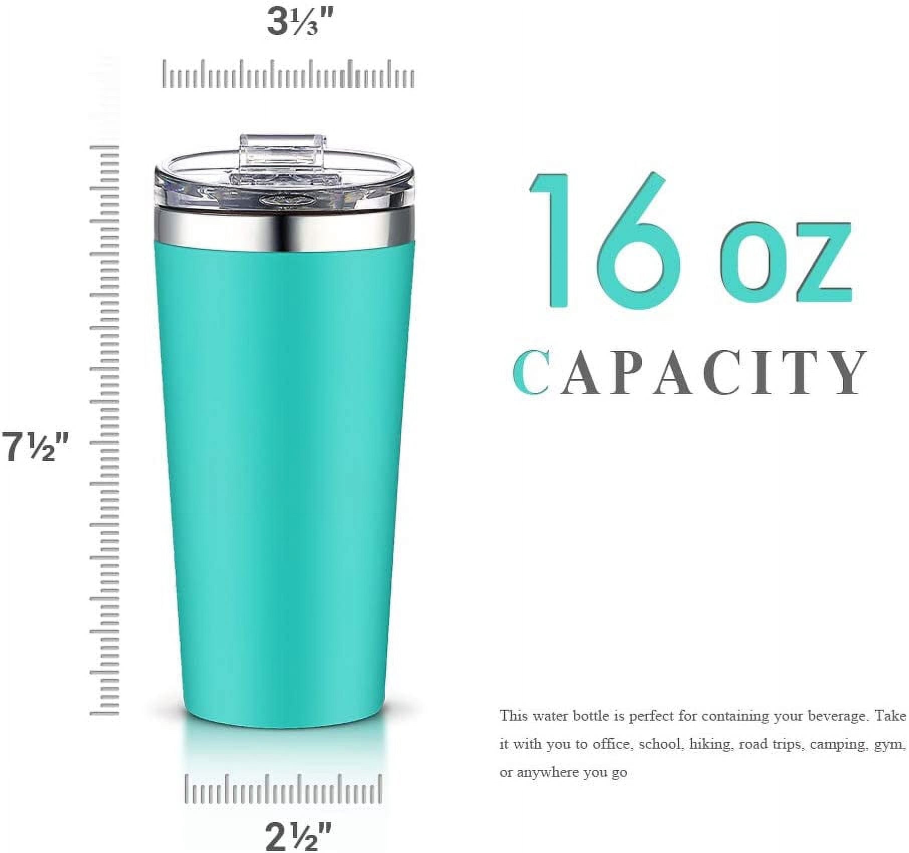 AA Products 16oz Tumbler-Vacuum Insulated Double-Walled 18/8 Stainless Steel Travel Coffee Mug For Cars, Home,Office,School-Blue