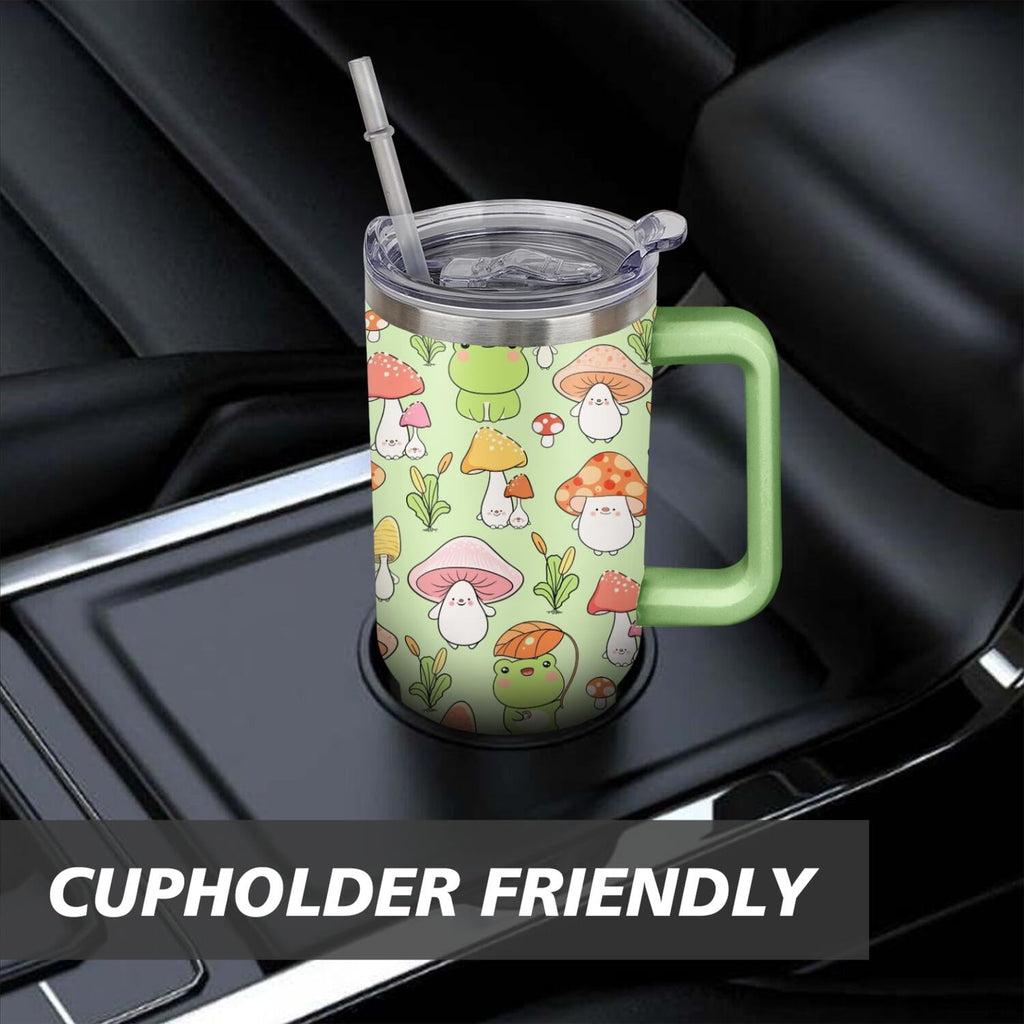 40oz Frog Tumbler with Handle & Straw - Insulated Stainless Steel Travel Mug,Leakproof,Cup Holder Friendly,Dishwasher Safe,for Hot/Cold Drinks.