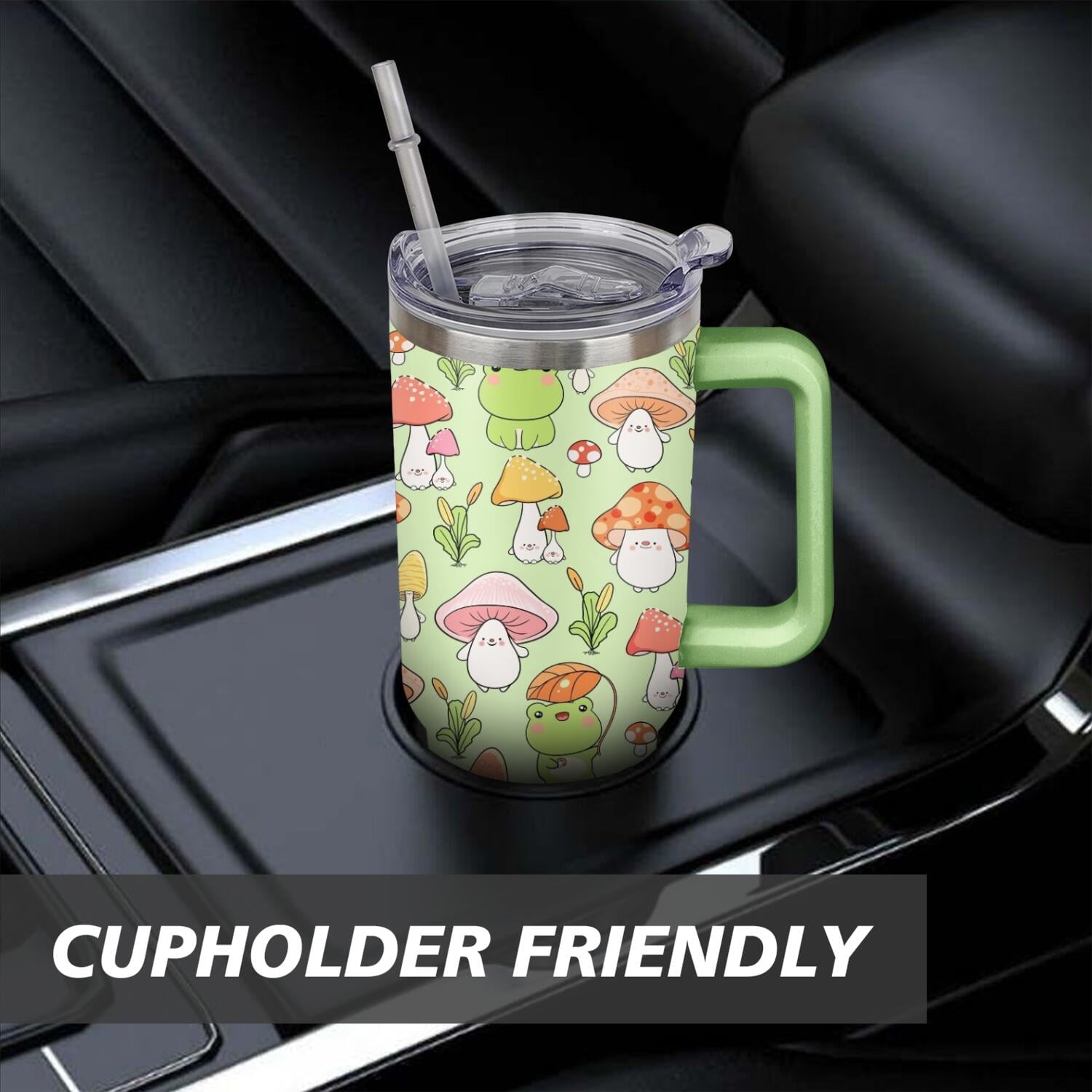 40oz Frog Tumbler with Handle & Straw - Insulated Stainless Steel Travel Mug,Leakproof,Cup Holder Friendly,Dishwasher Safe,for Hot/Cold Drinks.
