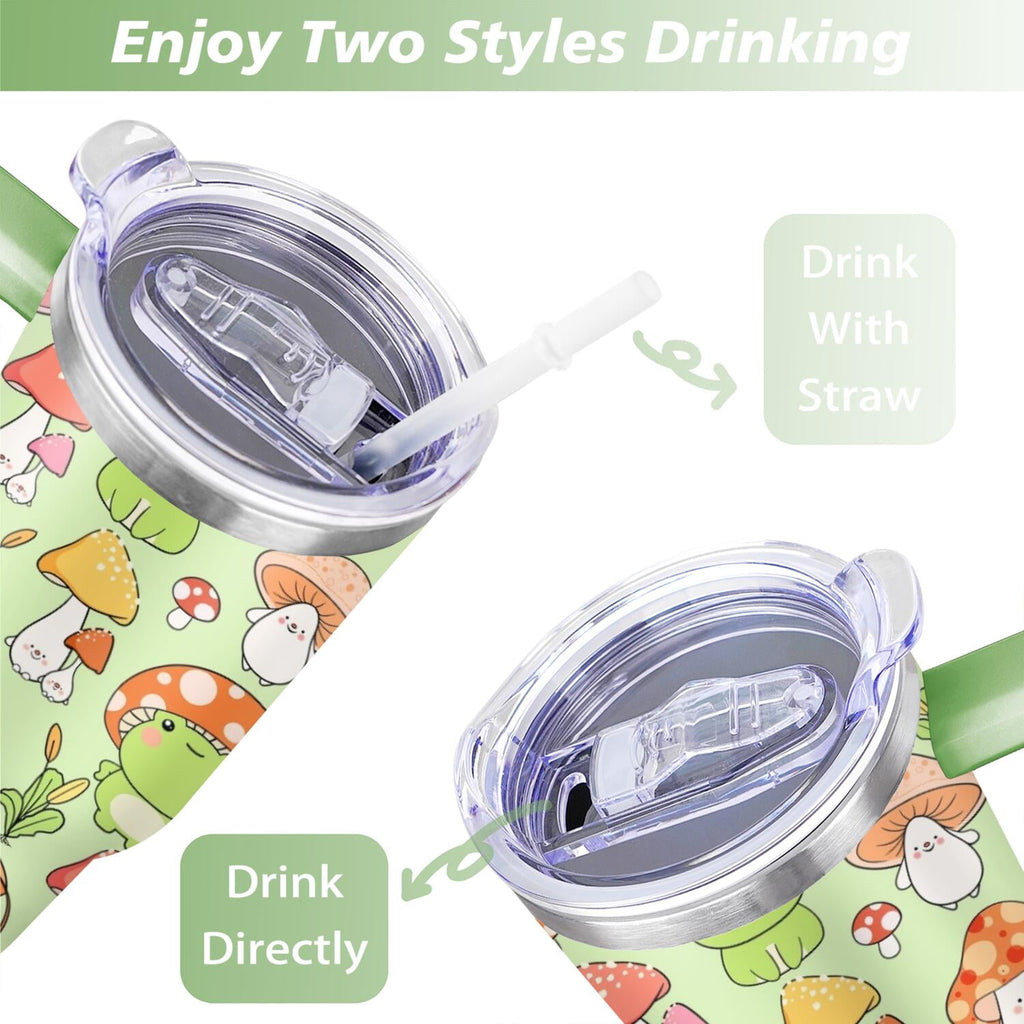 40oz Frog Tumbler with Handle & Straw - Insulated Stainless Steel Travel Mug,Leakproof,Cup Holder Friendly,Dishwasher Safe,for Hot/Cold Drinks.