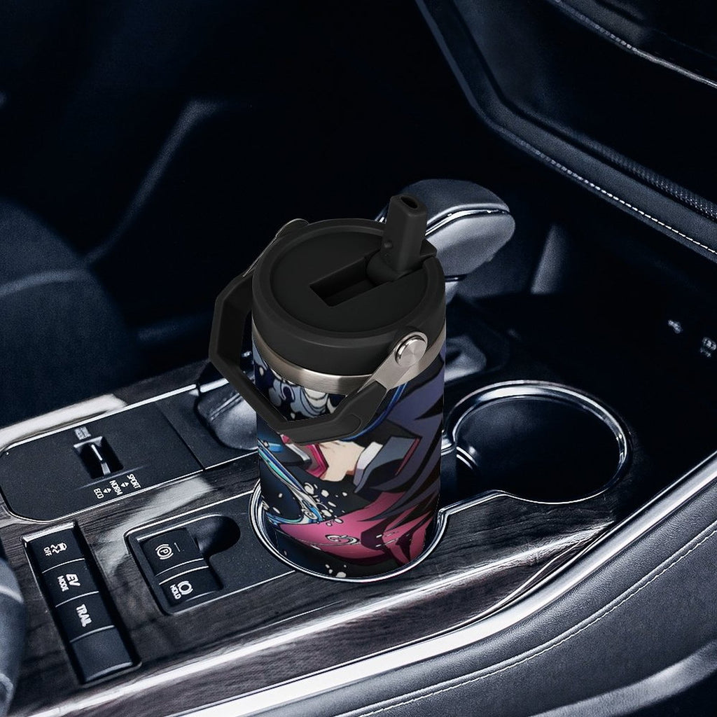 30oz Tumbler with Handle And Flip Straw Lid Demon Slayer Tomioka Giyuu Stainless Steel Bottle Double Wall Insulated Travel Coffee Mug