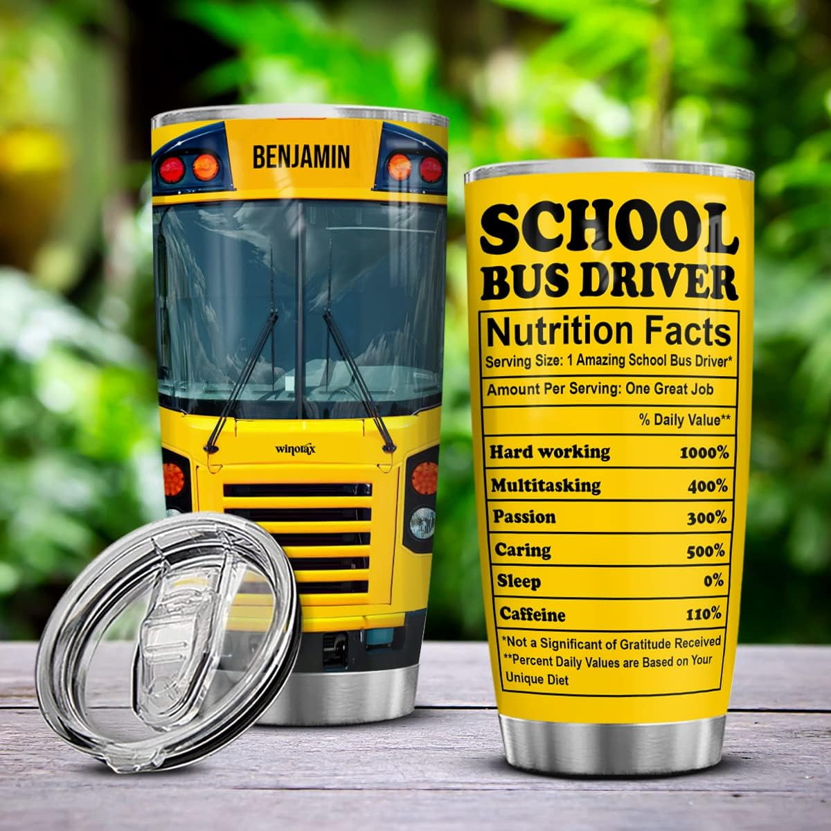 School Bus Driver Gifts Personalized Drivers Tumbler Stainless Steel Insulated Coffee Travel Mug Cup With Lid 20oz 30oz Custom Name Birthday Christmas Appreciation Gift For Women Men