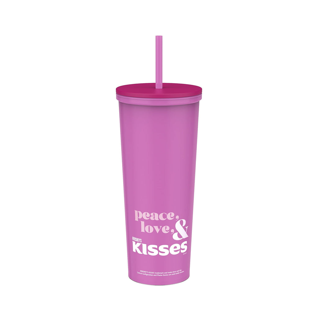 Valentine's Day 22 oz Plastic Hershey's Kiss Insulated Tumbler with Straw