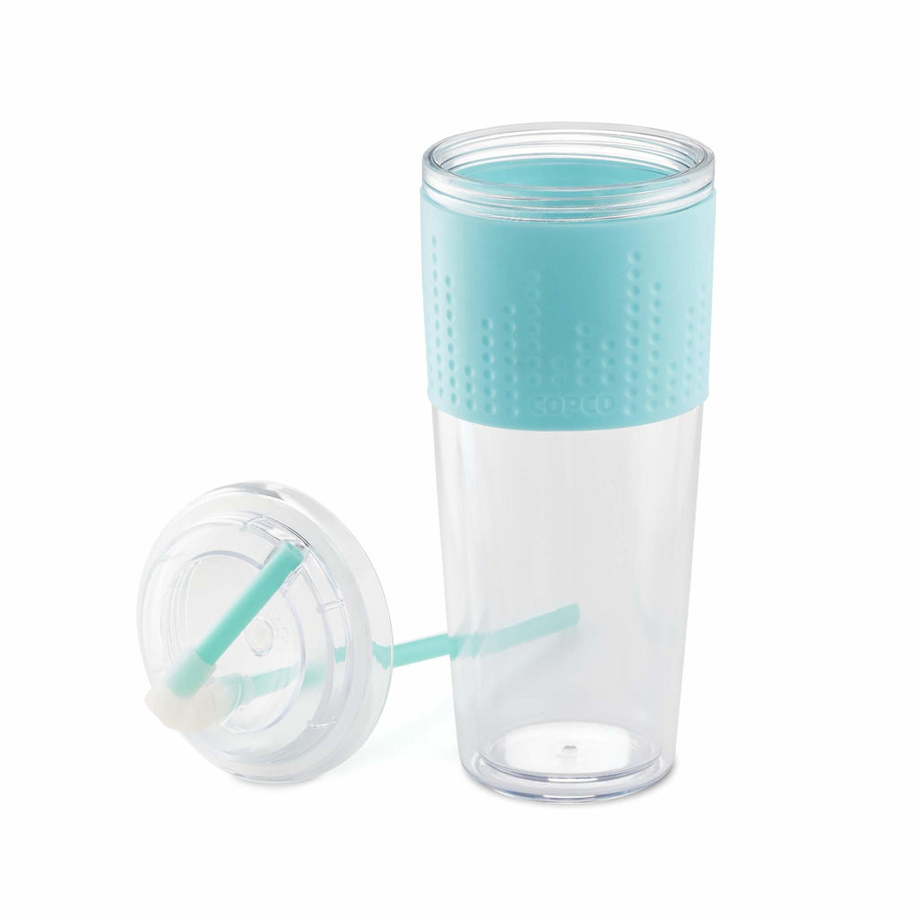 Copco 20 oz Lock-n-Roll Double Wall Travel Mug – 2-Pack Insulated Coffee Tumblers with Spill-Resistant Locking Lids for Hot & Cold Drinks, Reusable BPA-Free Commuter Cups (Teal)