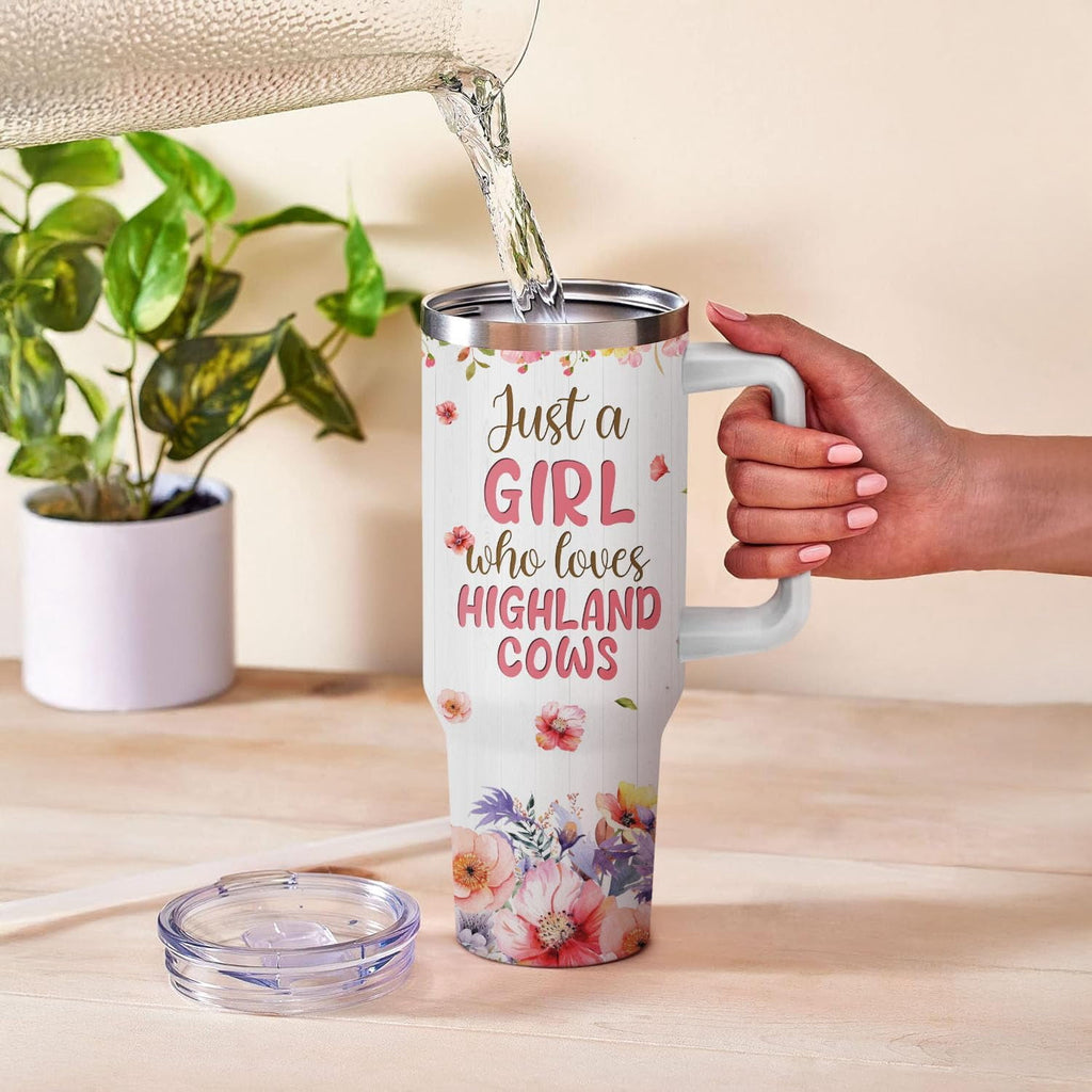 Highland Cows Travel Mug for Girls,Vacuum Insulated Tumbler 40oz