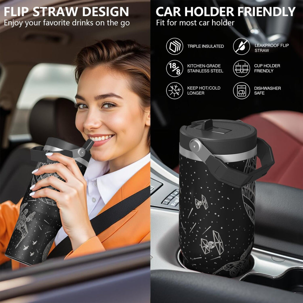1pc Movie 30oz Tumbler with Straw & Handle - Insulated Stainless Steel Cup | Holiday Gift for Man Women (Christmas, Valentine's, Birthday)