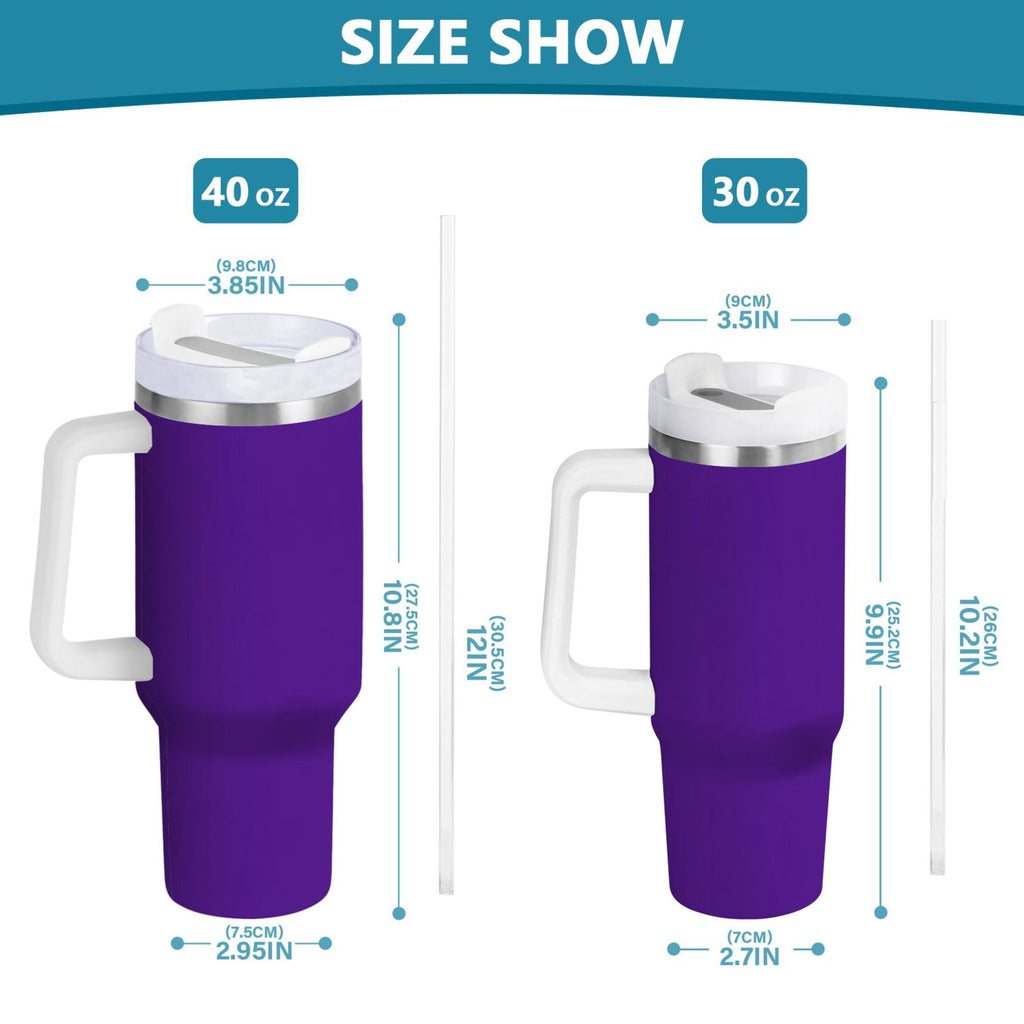 Ryvnso 40 oz Tumbler with Handle and Straw Insulated Stainless Steel Travel Mug with Lid Dark Purple