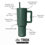 Simple Modern 40 fl oz Insulated Stainless Steel Trek Tumbler with Straw Lid | Forest