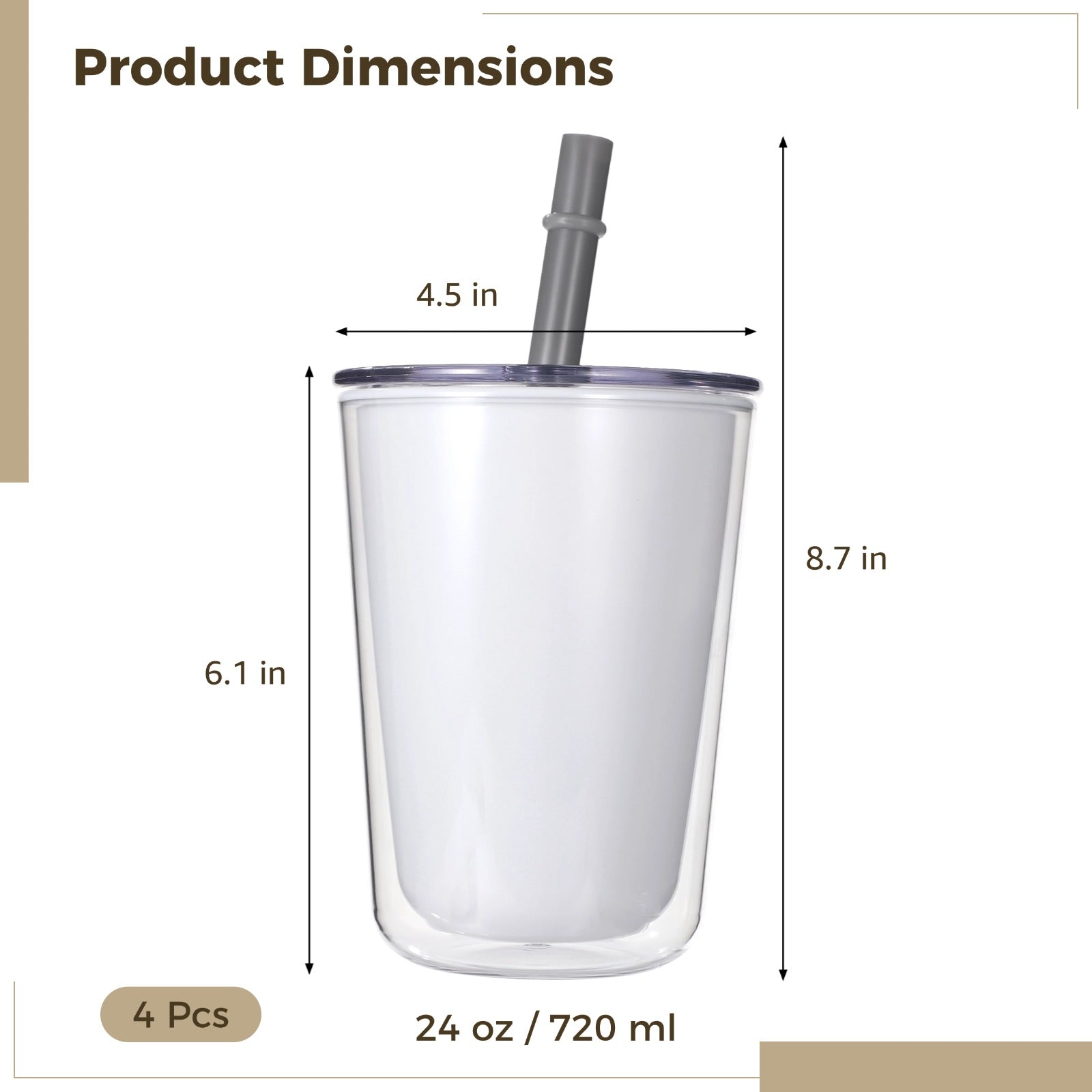 4 PackPack 24 oz Tumblers with Lids & Straws – Double Wall Insulated Plastic Cups, Leakproof, Food‑Safe, for Cold & Hot Drinks, Ideal for Daily Use, Travel & Outdoor
