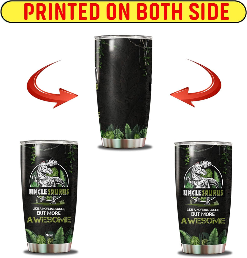 Unclesaurus Tumbler Cup With Lid Travel Mug 20Oz Insulated Stainless Steel Thermos Gift Idea Birthday Christmas Presents For Awesome Uncles Best Uncle Saurus Ever From Niece Nephew