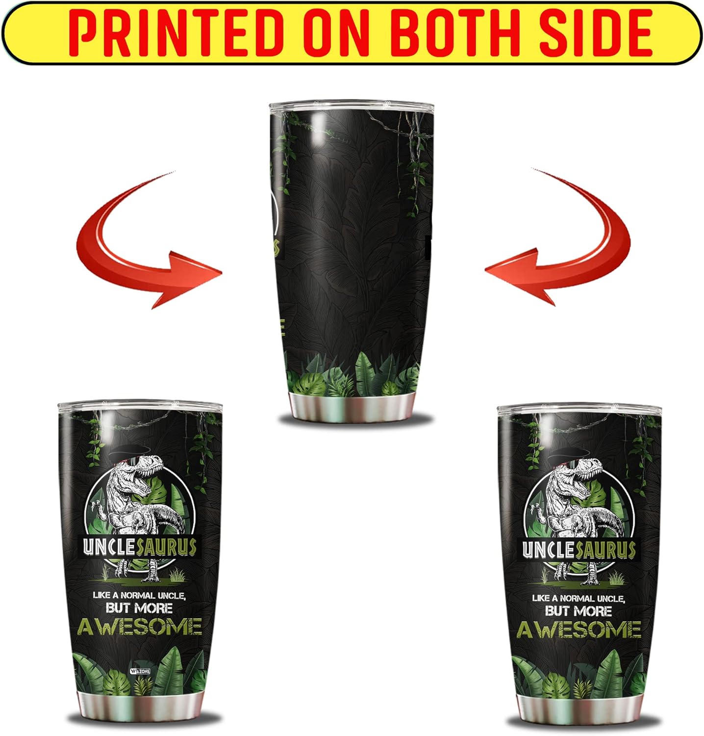 Unclesaurus Tumbler Cup With Lid Travel Mug 20Oz Insulated Stainless Steel Thermos Gift Idea Birthday Christmas Presents For Awesome Uncles Best Uncle Saurus Ever From Niece Nephew
