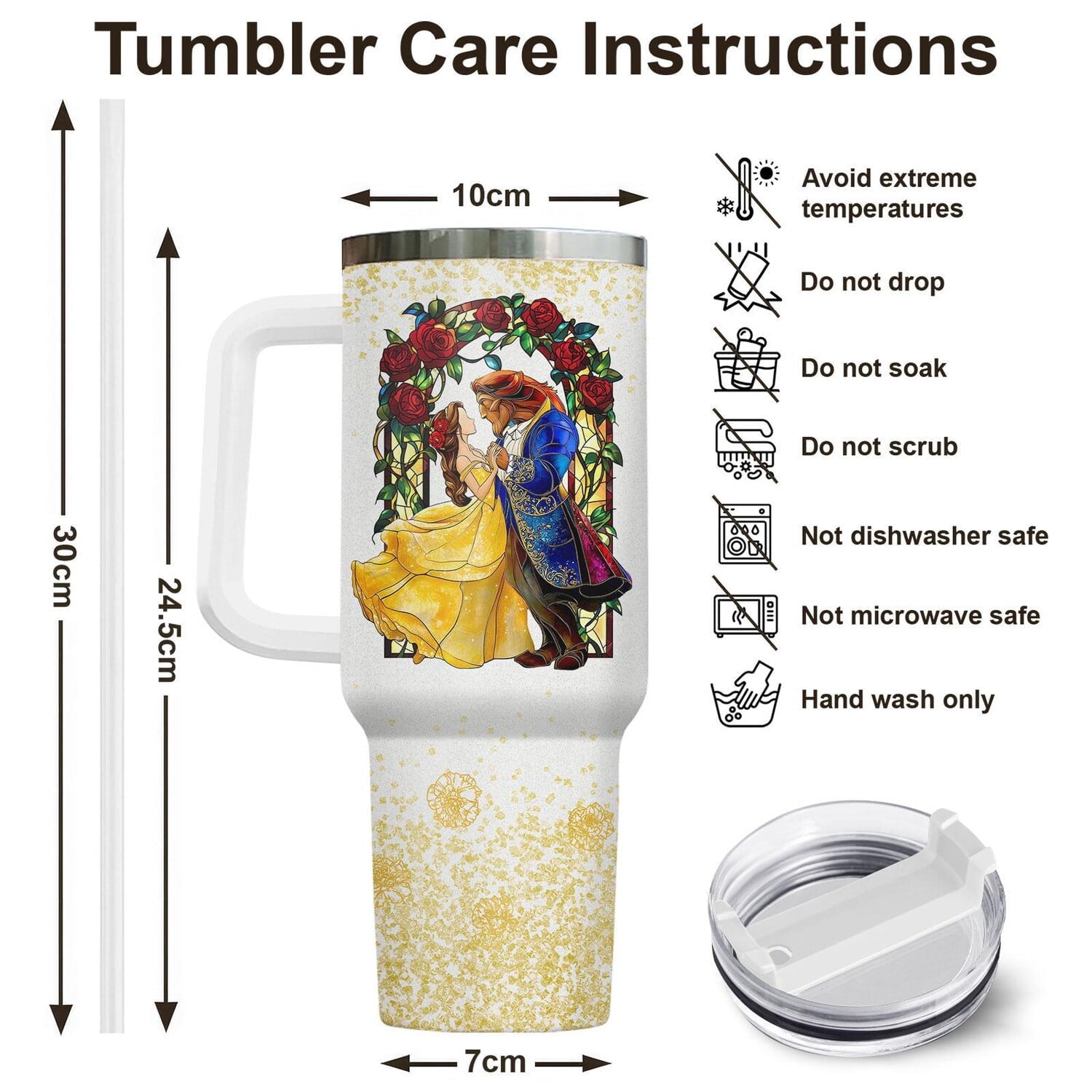 Belle Princess Tumbler 40oz, CARTOON Princess Drinkware, Beauty and the Beast Cup, Tale As Old As Time Tumbler Cup, Princess Tumbler