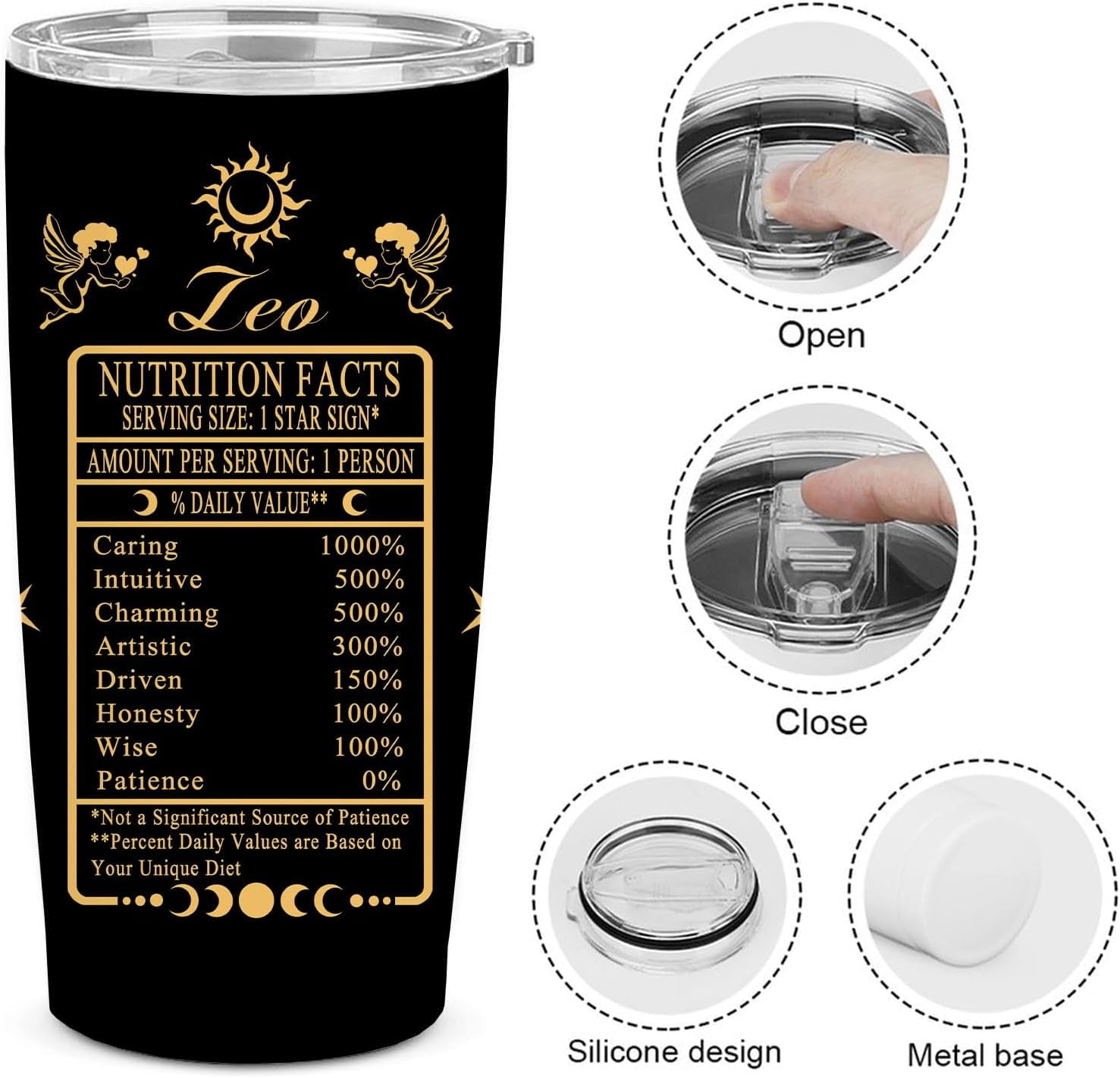 20oz Leo Constellations Tumbler Double Wall Vacuum Insulated Mugs, Mens Women Zodiac Coffee Wine Water Sublimation Mugs Car Cup Gifts