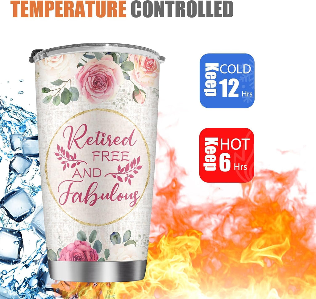 Retirement Gifts for Women 2023, Stainless Steel Retirement Tumbler 20oz, Happy Retirement Gifts, Retired Gifts Ideas for Women Coworker Teachers Nurse, Retirement Party Decoration