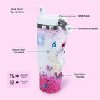 Elephant Mug 30 oz Tumbler with Handle Flip Straw Leak Proof - Elephant Gifts for Women 30oz Tumbler 30 Ounce Travel Coffee Mug - Birthday Gifts for Women Friend Daughter Lover