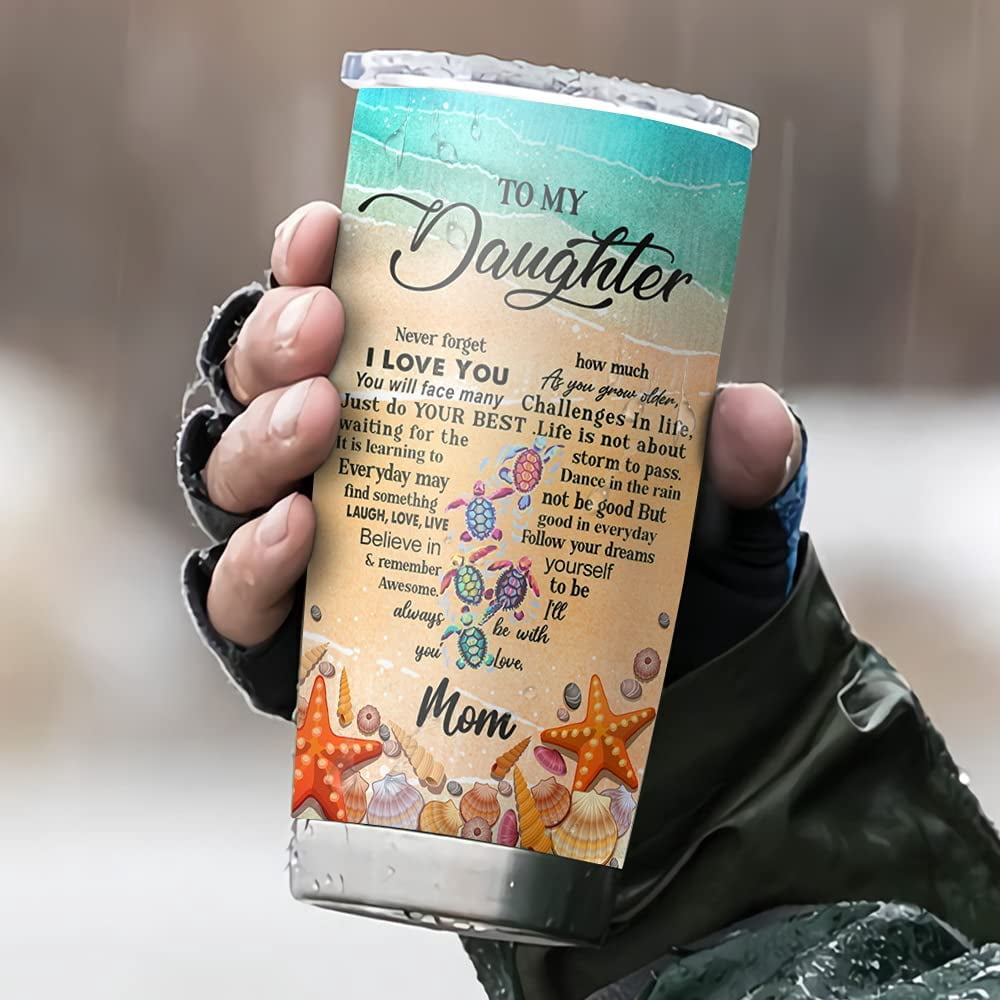 20oz Birthday Gifts for Women, Daughter Friend Gifts for Women Birthday Unique Inspirational Gifts Turtle To Daughter Tumbler Cup with Lid, Double Wall Vacuum Insulated Travel Coffee Mug