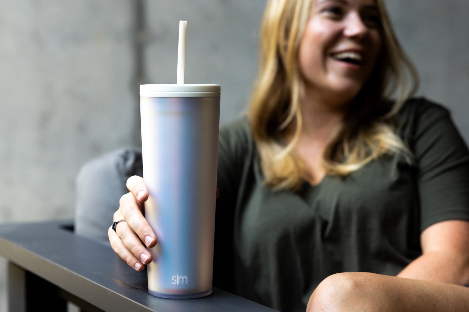 (3 pack) Simple Modern 24 fl oz Double Wall Plastic Classic Tumbler with Straw|Opalescent