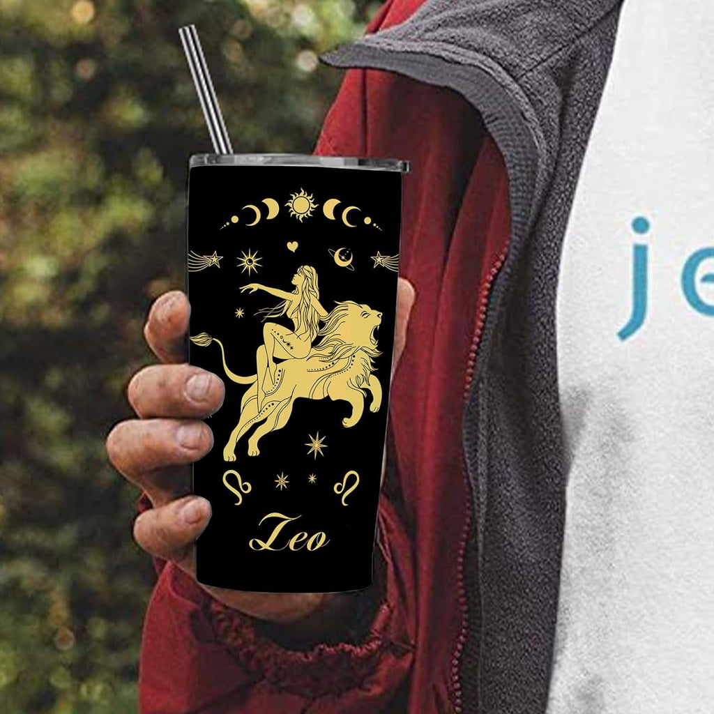 20oz Leo Constellations Tumbler Double Wall Vacuum Insulated Mugs, Mens Women Zodiac Coffee Wine Water Sublimation Mugs Car Cup Gifts