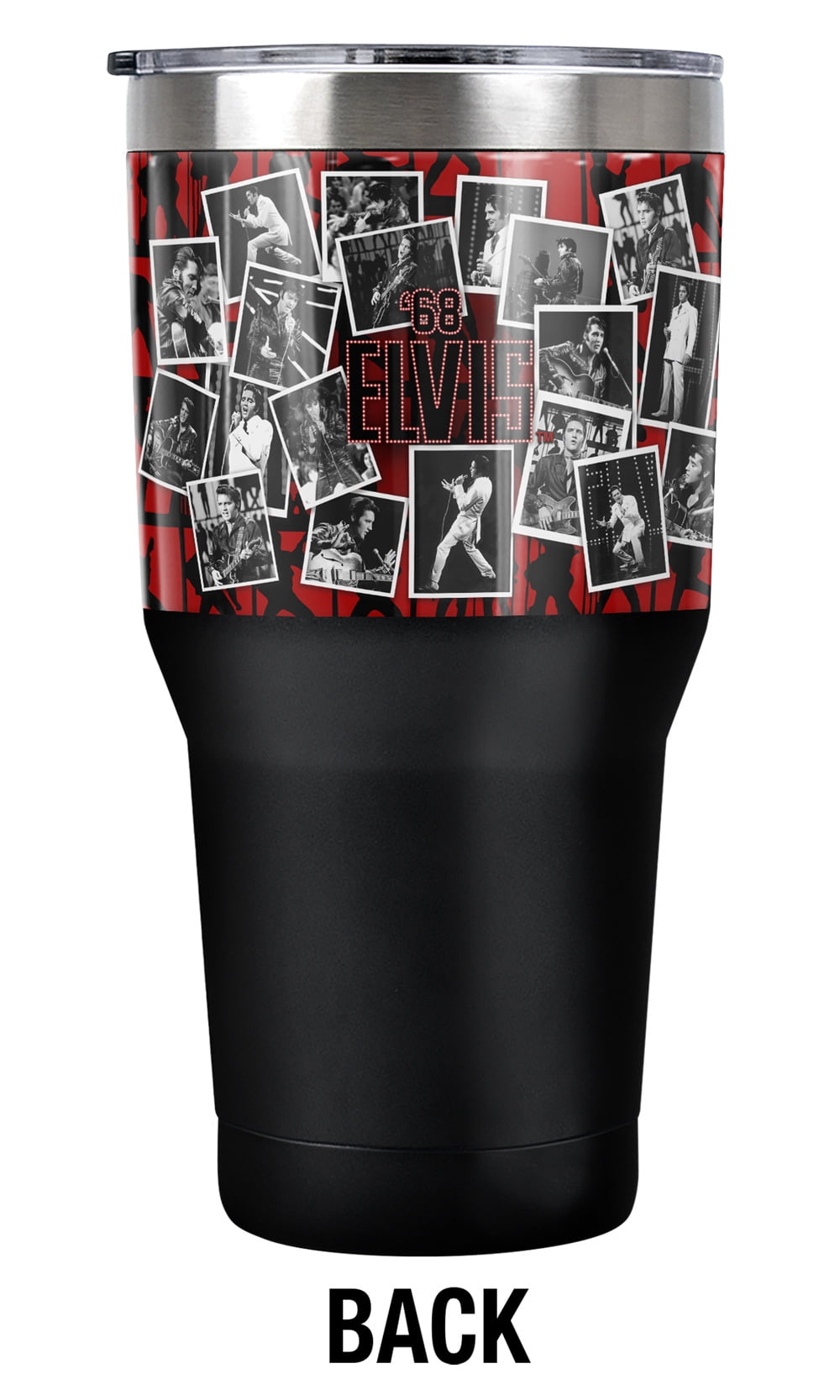 Elvis Official 68 Photos 30 oz Travel Tumbler, Stainless Steel, Vacuum Insulated with Leak Resistant Slide-Lock Lid