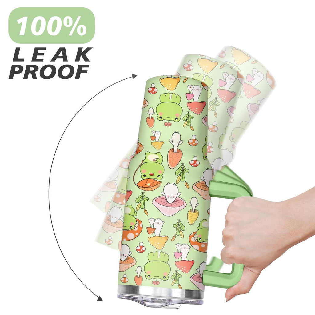 40oz Frog Tumbler with Handle & Straw - Insulated Stainless Steel Travel Mug,Leakproof,Cup Holder Friendly,Dishwasher Safe,for Hot/Cold Drinks.