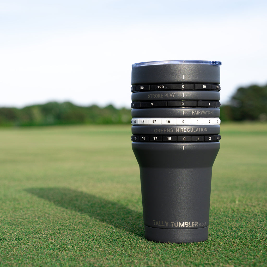 Tally Tumbler Golf Fairway Steel Gray 30oz Scorekeeping Insulated Drinking Tumbler
