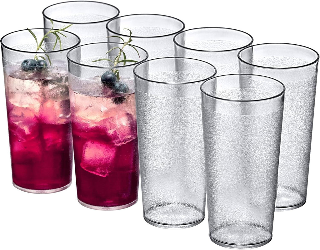 RUseeN 12 Piece Unbreakable Plastic Tumblers Drinkware, BPA-Free, Reusable Plastic Drinking Glasses for Home & Outdoors - Stackable, Lead-Free & Dishwasher Safe,16oz