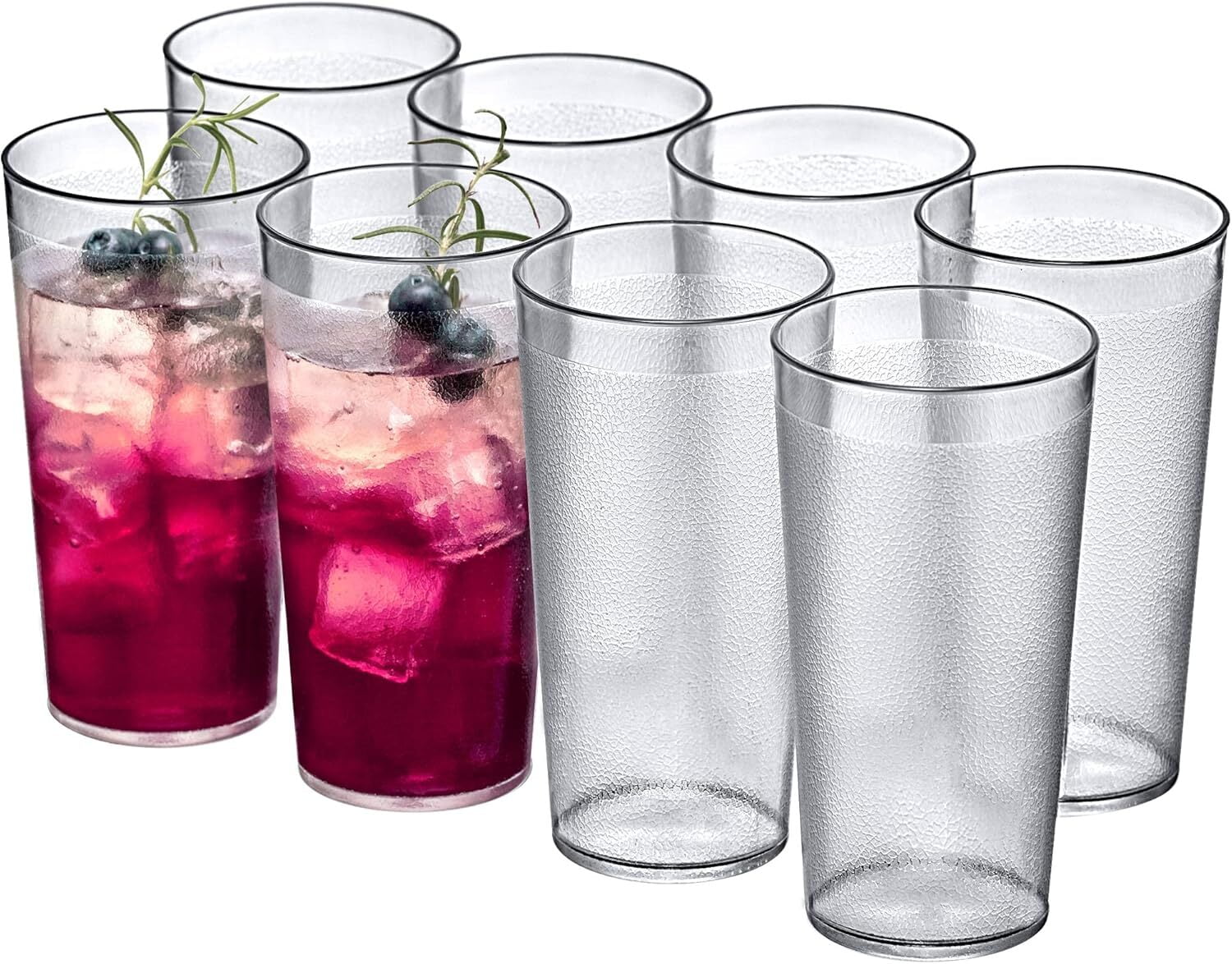 RUseeN 12 Piece Unbreakable Plastic Tumblers Drinkware, BPA-Free, Reusable Plastic Drinking Glasses for Home & Outdoors - Stackable, Lead-Free & Dishwasher Safe,16oz