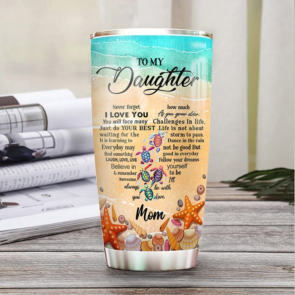 20oz Birthday Gifts for Women, Daughter Friend Gifts for Women Birthday Unique Inspirational Gifts Turtle To Daughter Tumbler Cup with Lid, Double Wall Vacuum Insulated Travel Coffee Mug