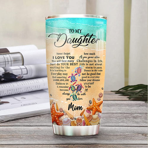 20oz Birthday Gifts for Women, Daughter Friend Gifts for Women Birthday Unique Inspirational Gifts Turtle To Daughter Tumbler Cup with Lid, Double Wall Vacuum Insulated Travel Coffee Mug
