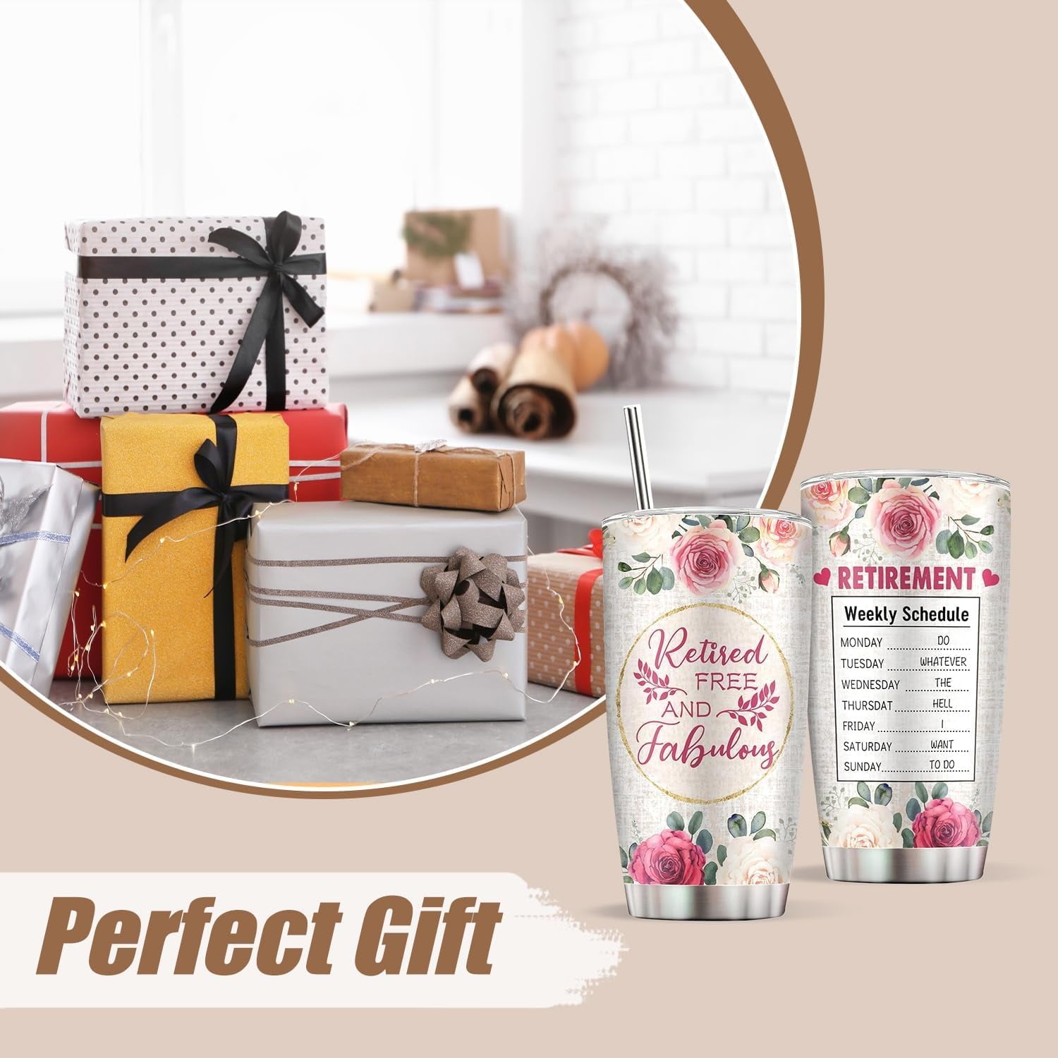 Retirement Gifts for Women 2023, Stainless Steel Retirement Tumbler 20oz, Happy Retirement Gifts, Retired Gifts Ideas for Women Coworker Teachers Nurse, Retirement Party Decoration