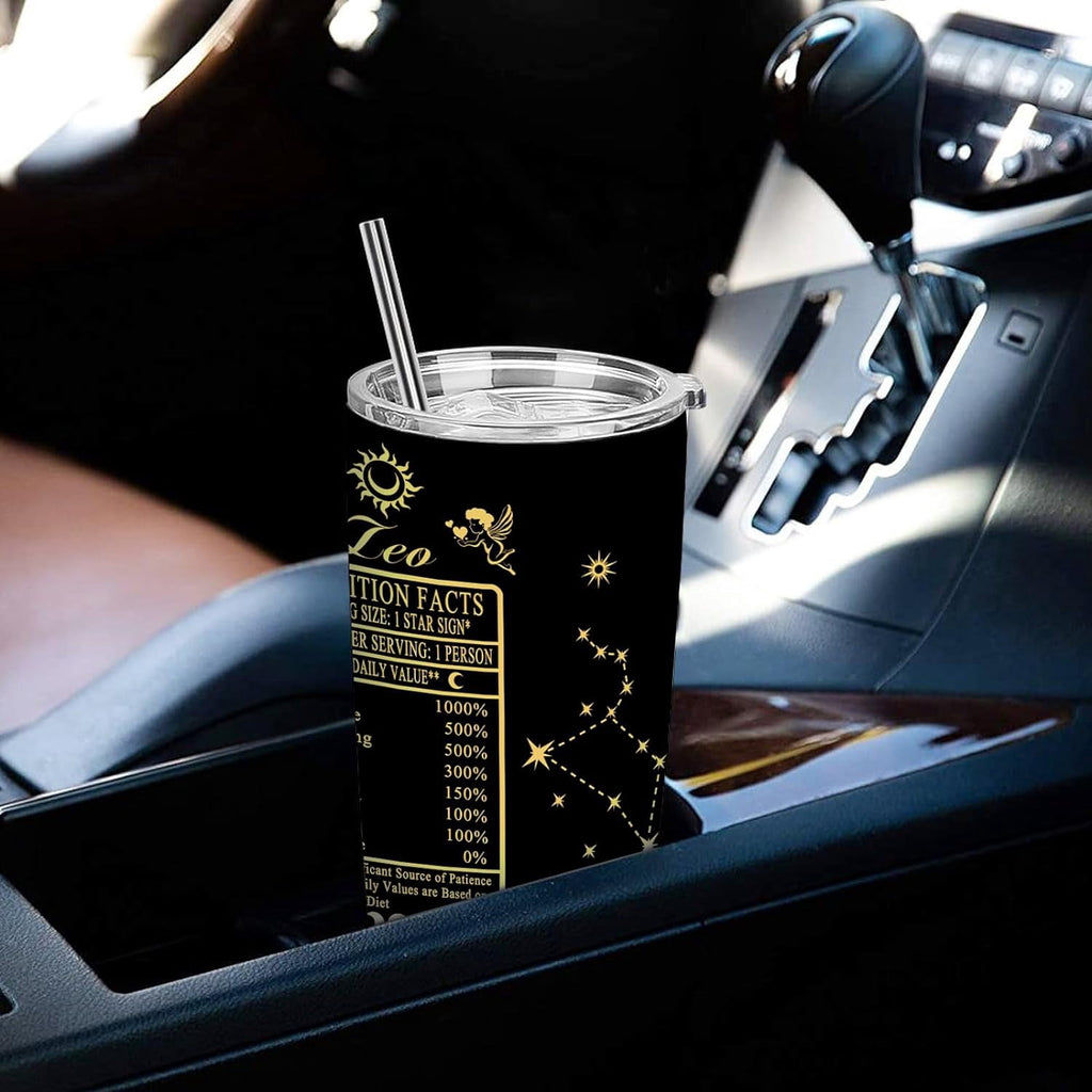 20oz Leo Constellations Tumbler Double Wall Vacuum Insulated Mugs, Mens Women Zodiac Coffee Wine Water Sublimation Mugs Car Cup Gifts
